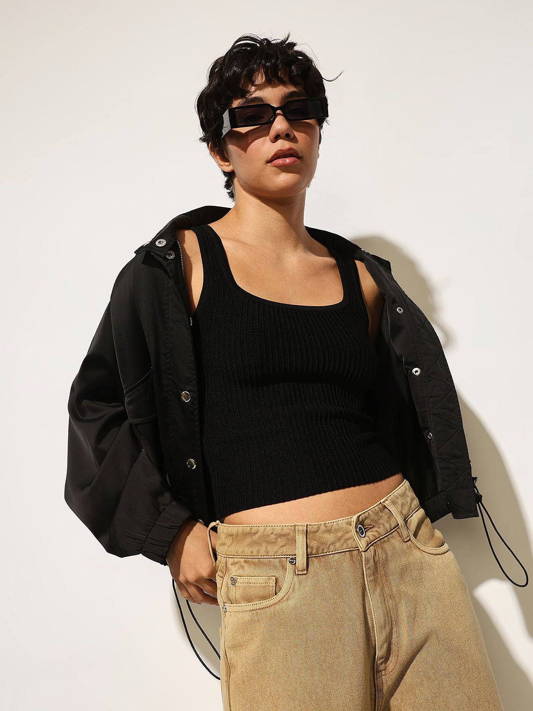 Black Fine Knit Tank Top