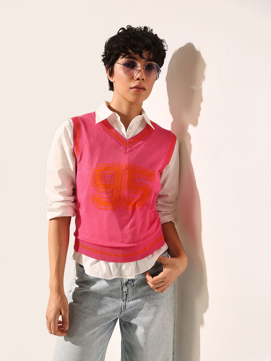 Pink Knitted Vest Top