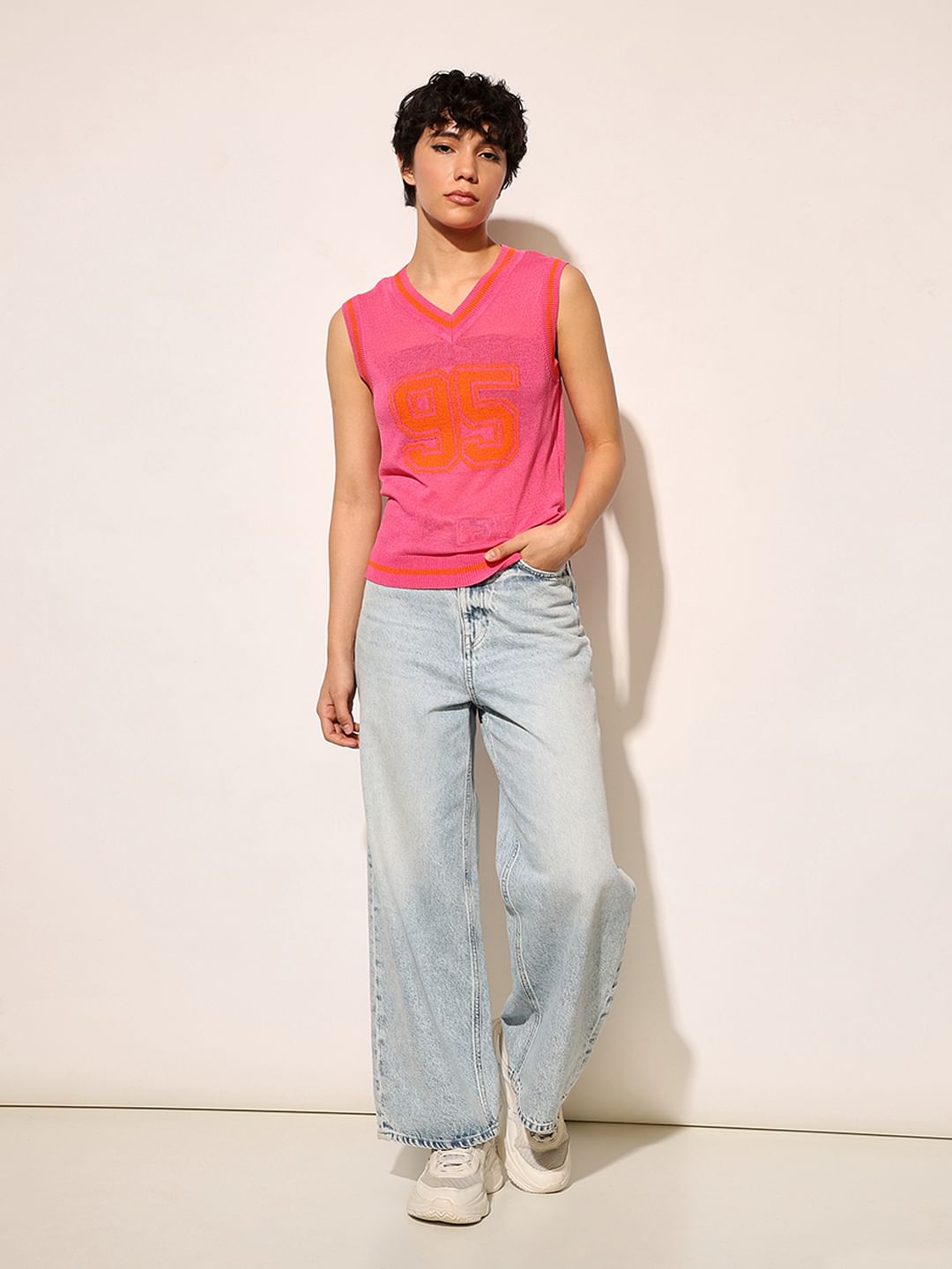 Pink Knitted Vest Top