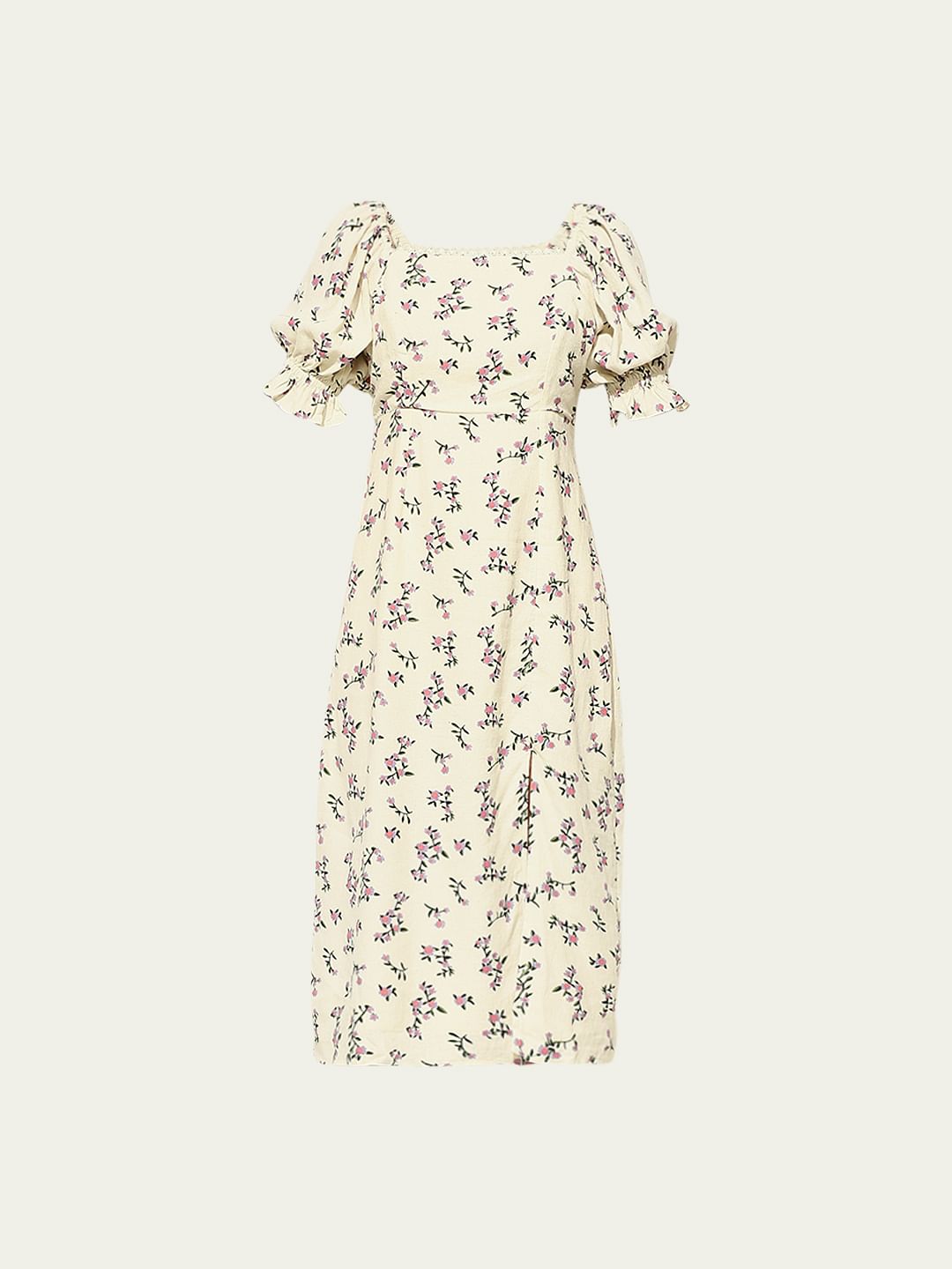 White Floral Midi Dress