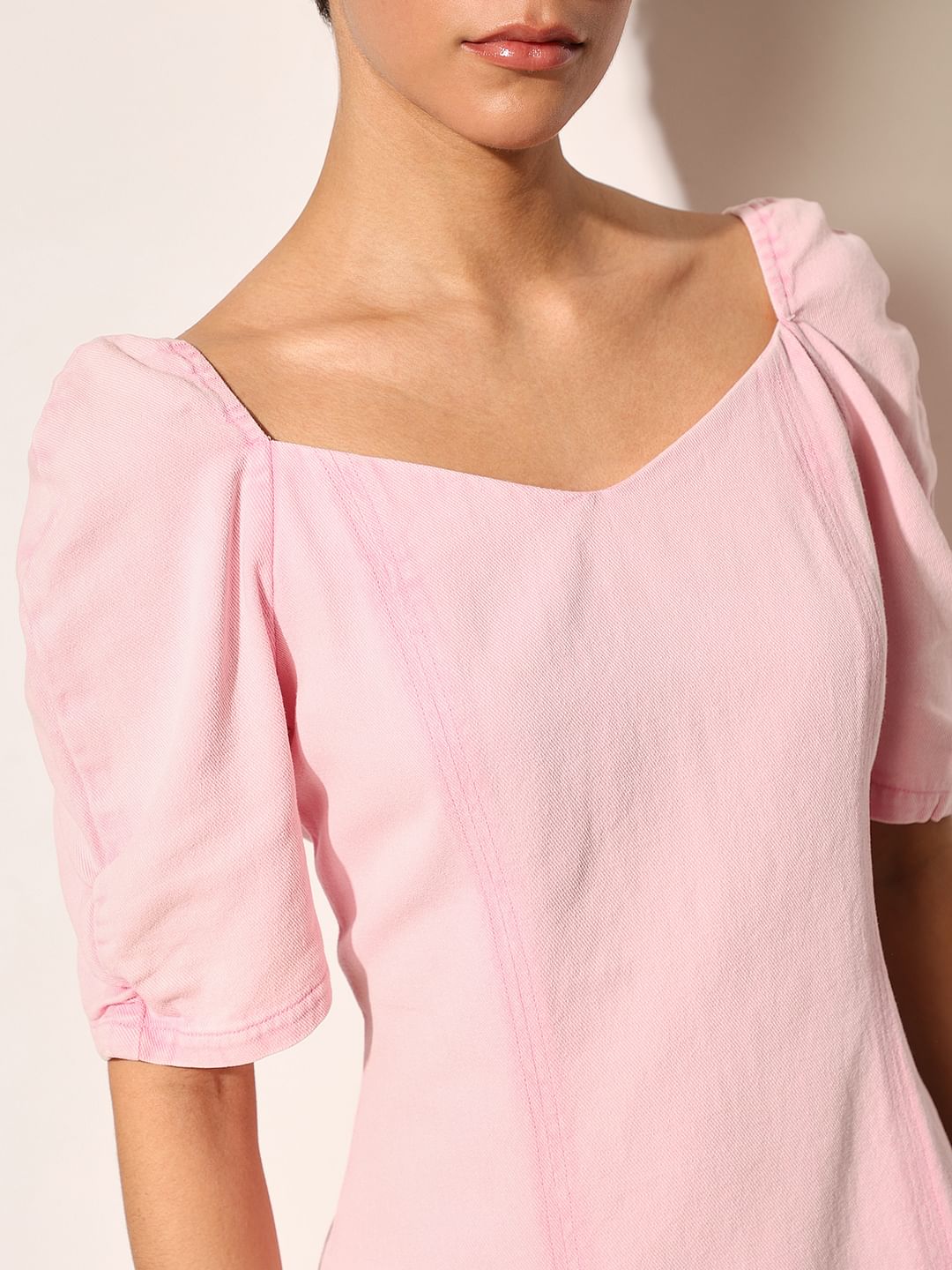 Pink Bodycon Denim Dress