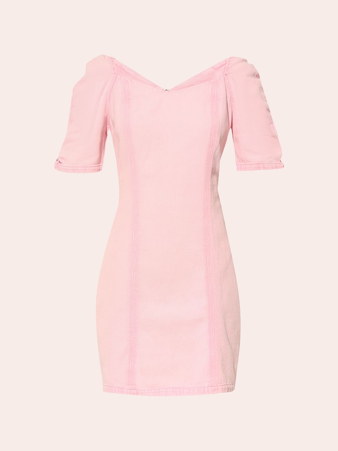 Pink Bodycon Denim Dress