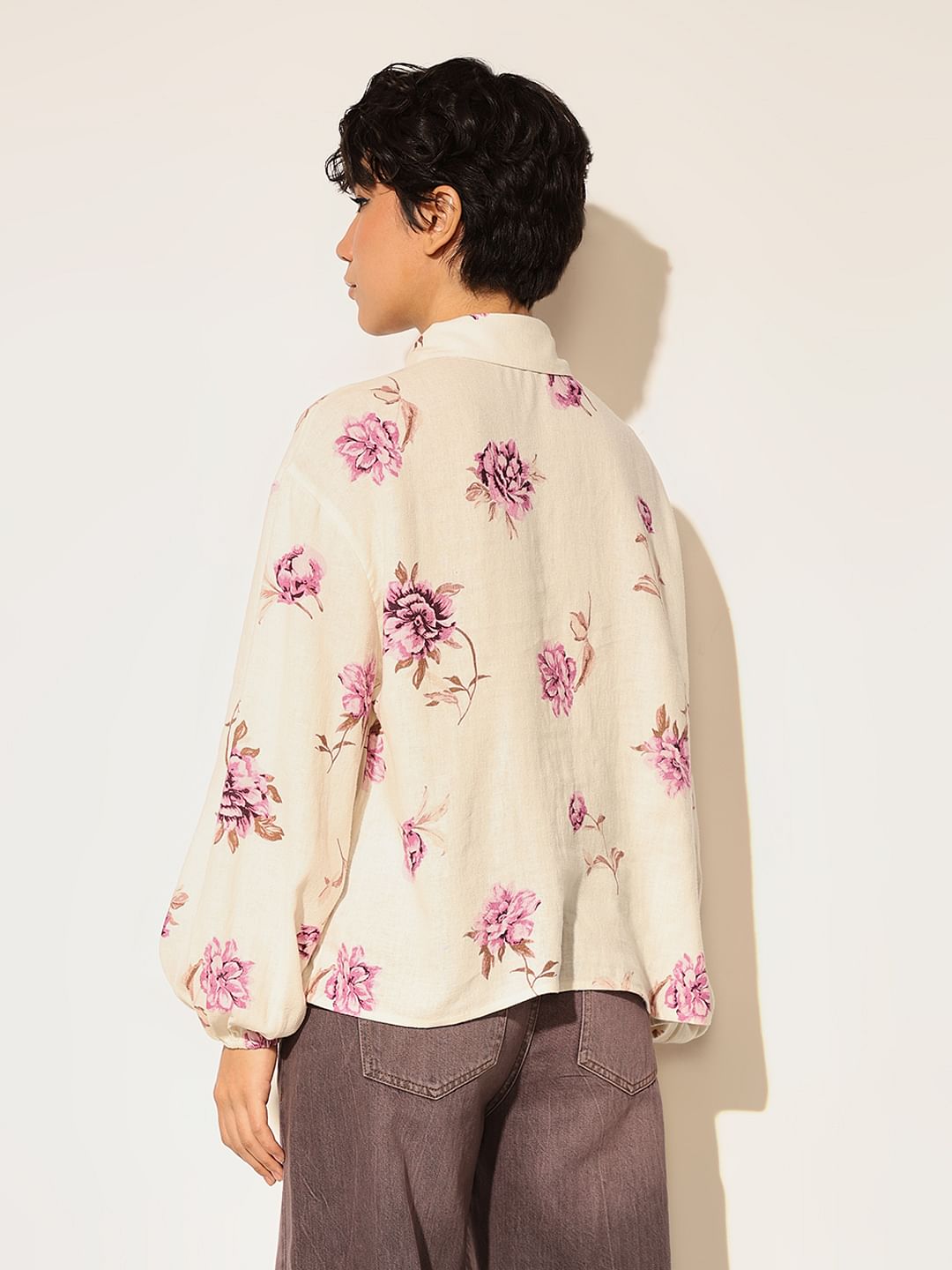 White Floral Print Shirt