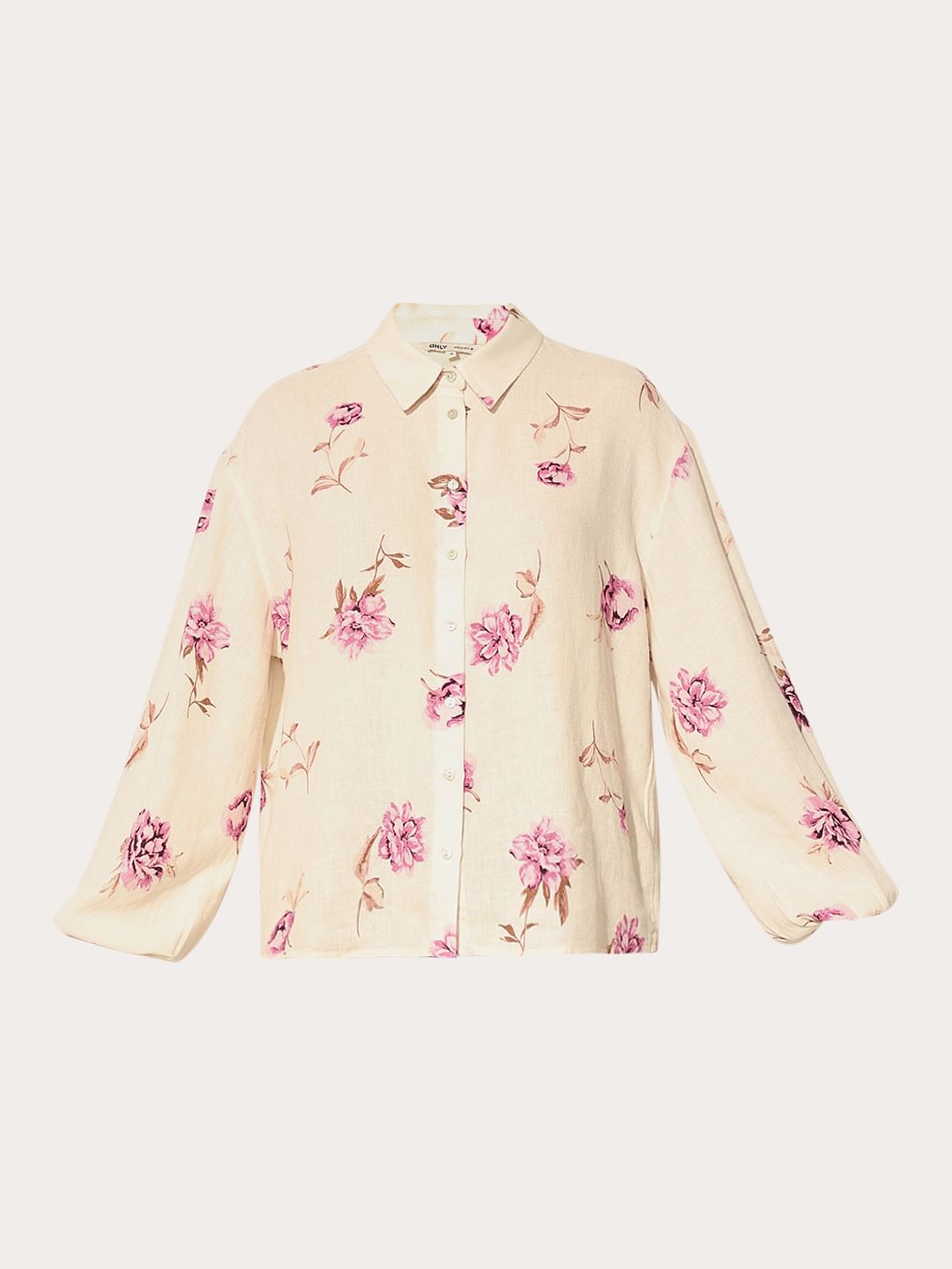 White Floral Print Shirt