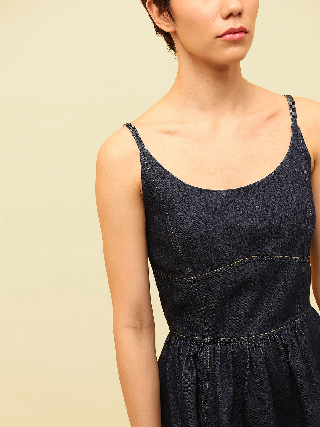 Dark Blue Strappy Denim Dress