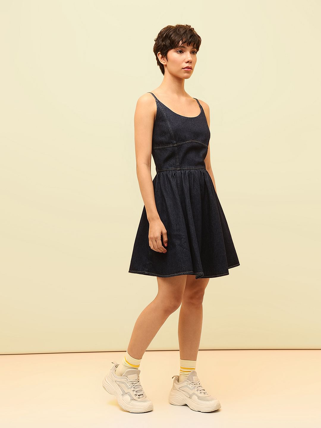 Dark Blue Strappy Denim Dress