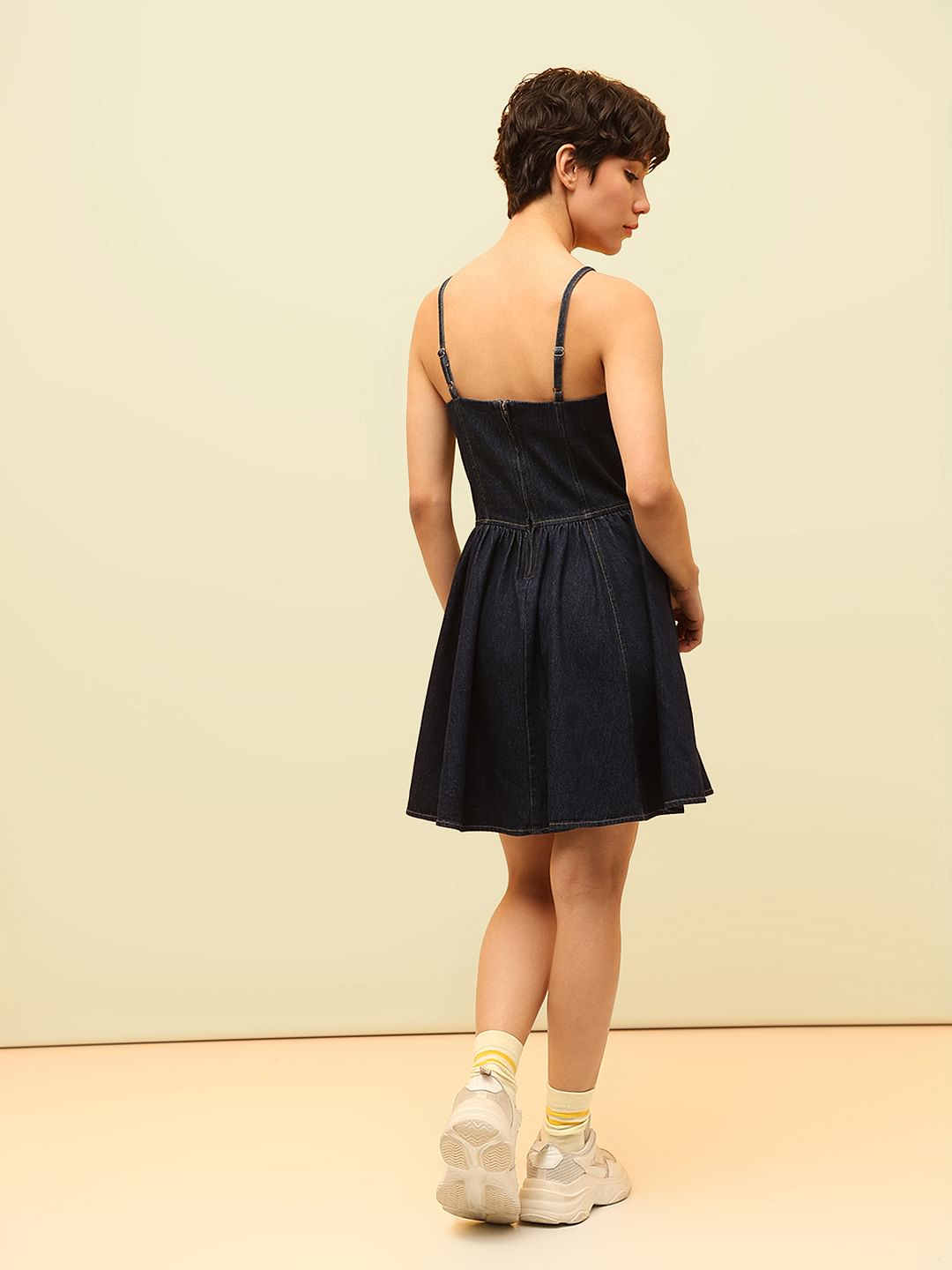 Dark Blue Strappy Denim Dress