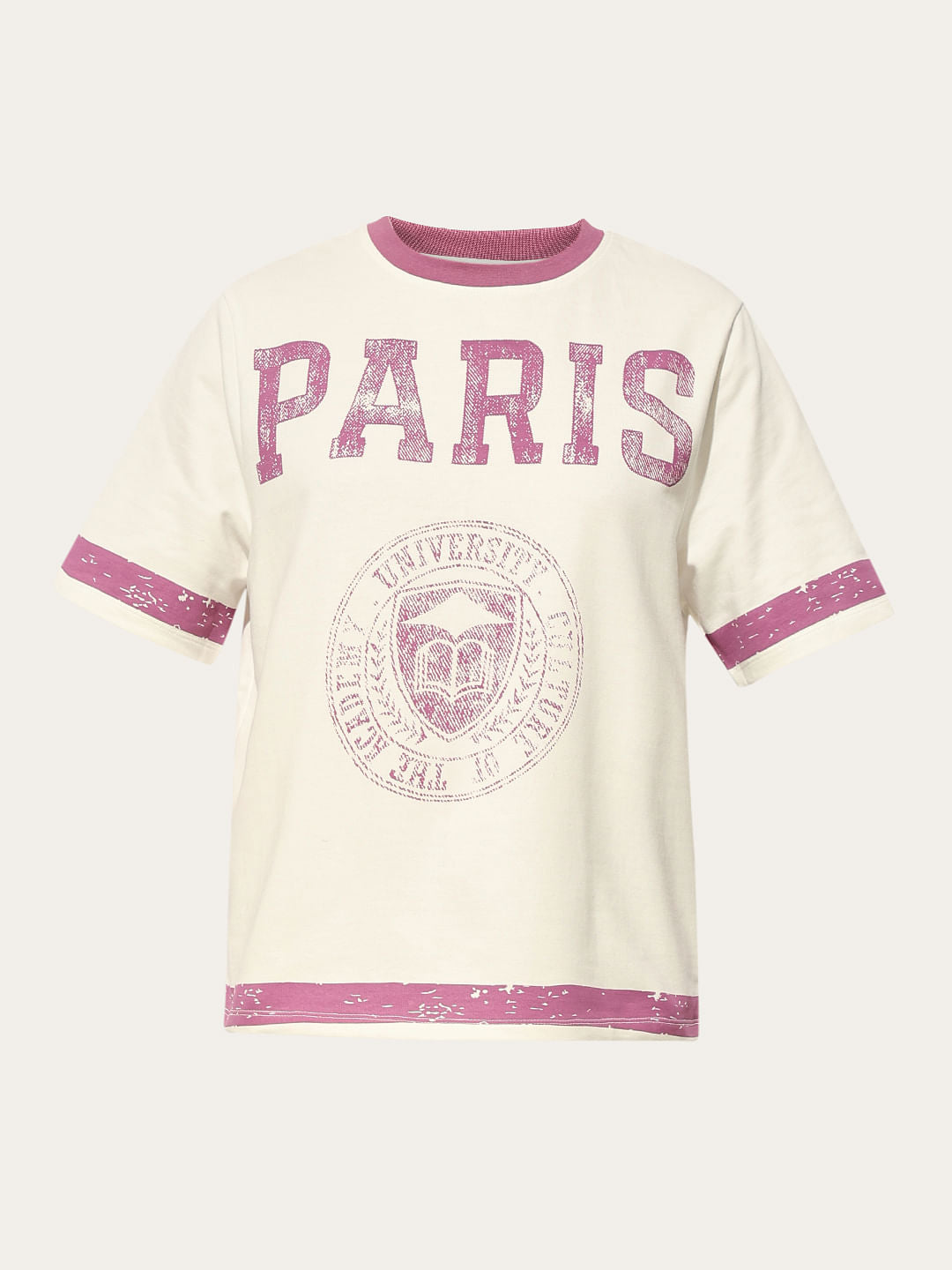 White Cotton Varsity T-Shirt