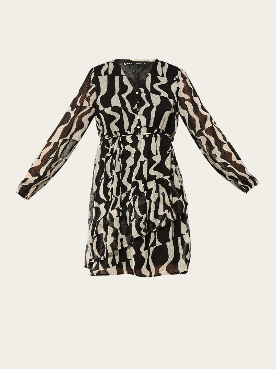 Black Printed Chiffon Dress