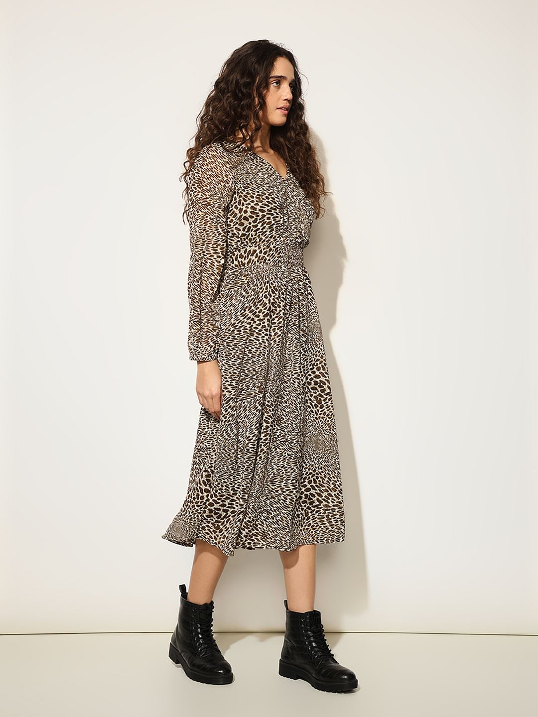 Dark Brown Animal Print Dress