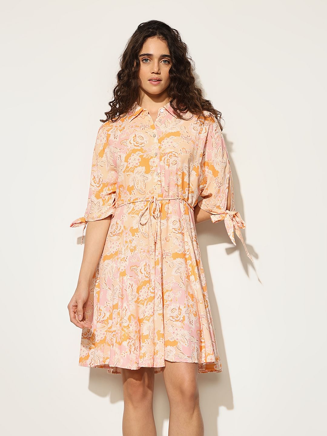 Orange Abstract Print Dress