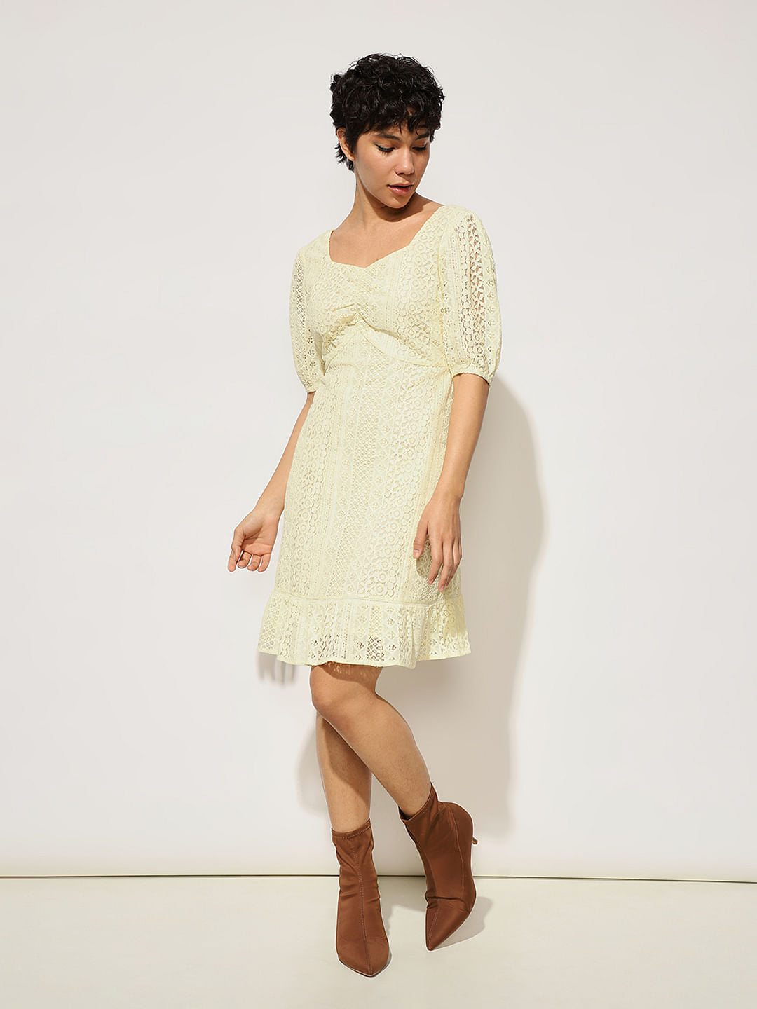 Pale Yellow Lace Dress