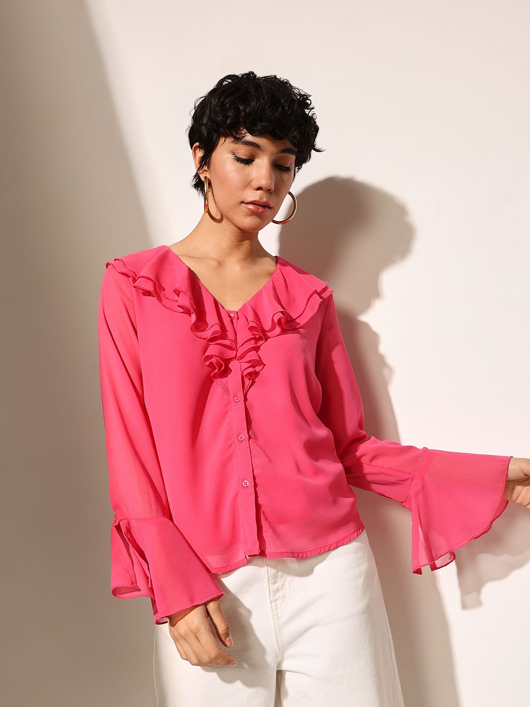 Bright Pink Sheer Shirt