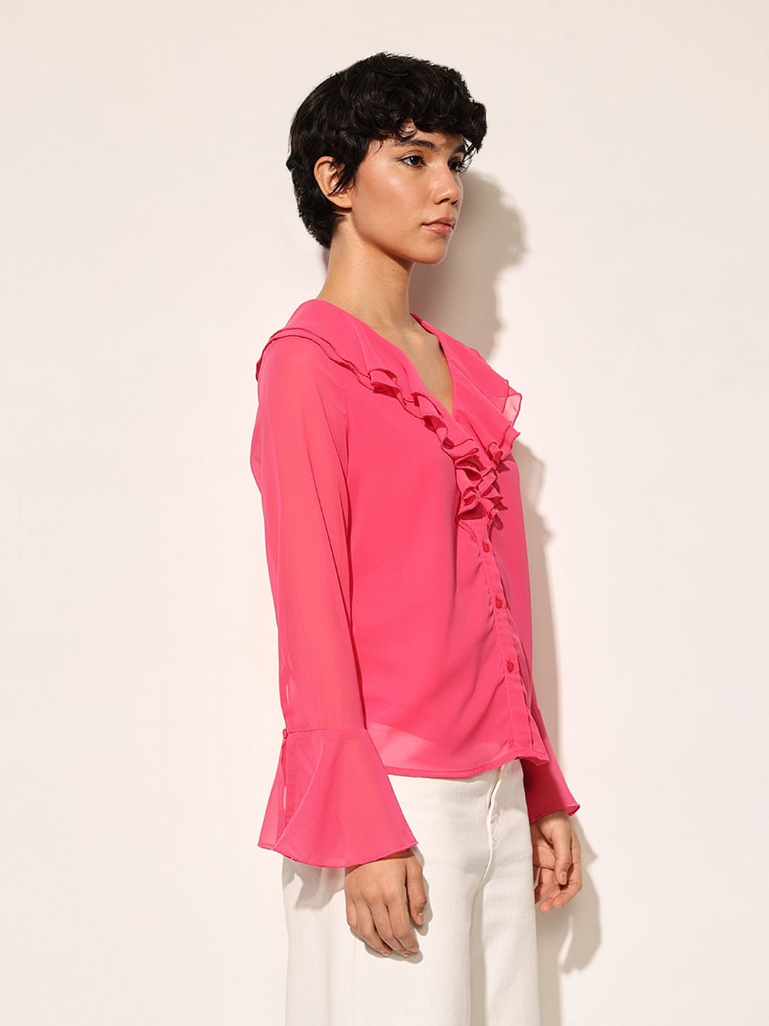 Bright Pink Sheer Shirt