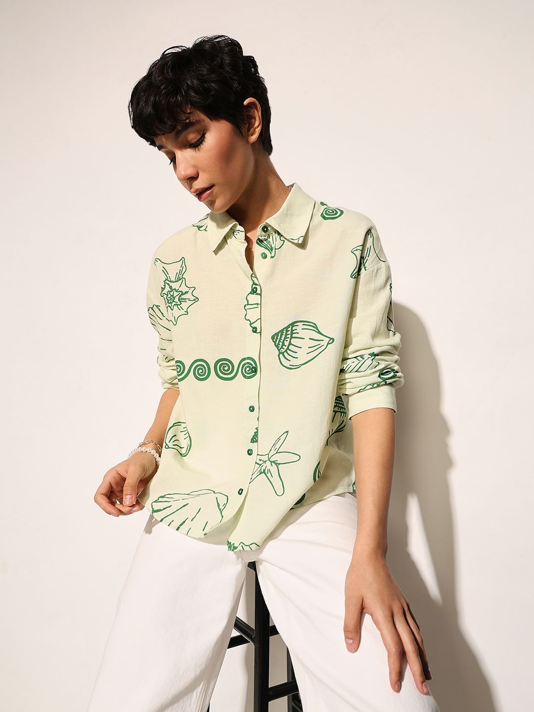 Green Seascape Print Shirt