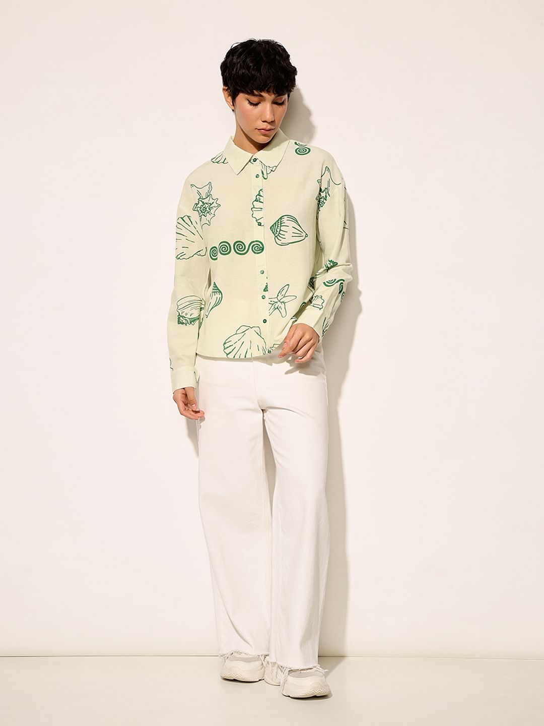 Green Seascape Print Shirt