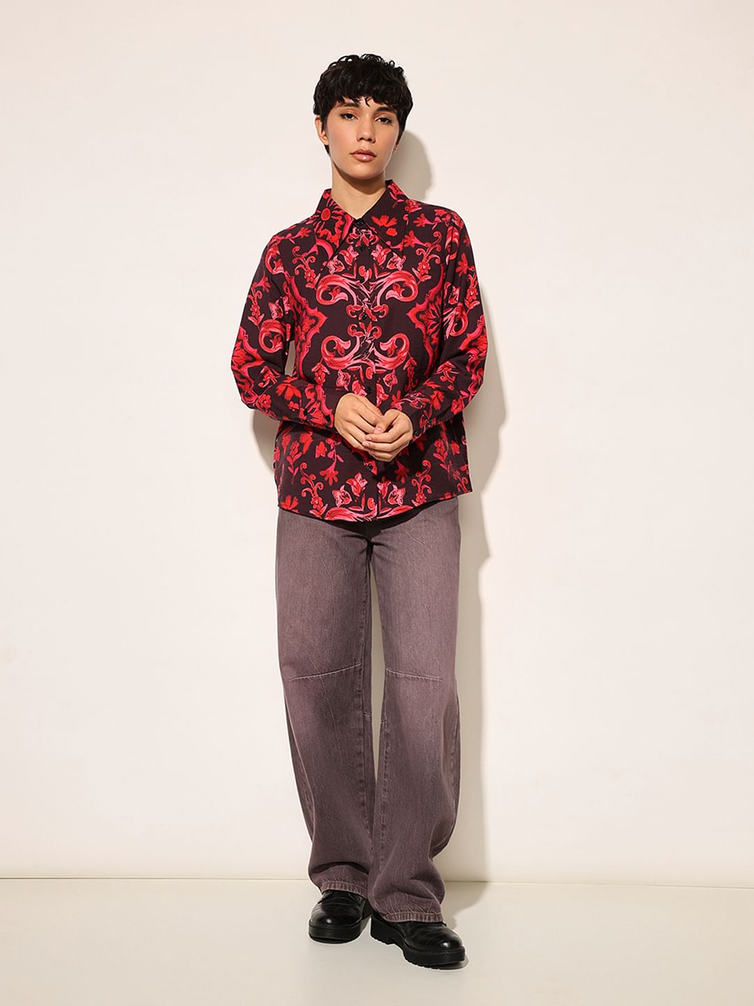 Black Abstract Print Shirt