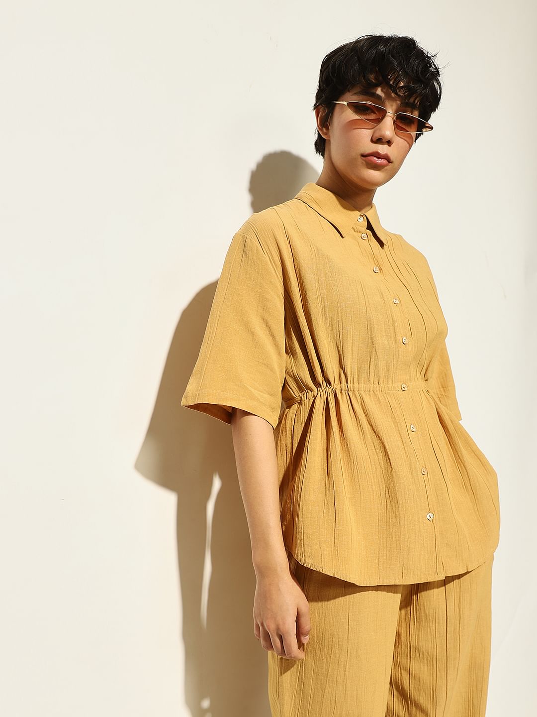 Mustard Cotton Co-Ord Set Shirt