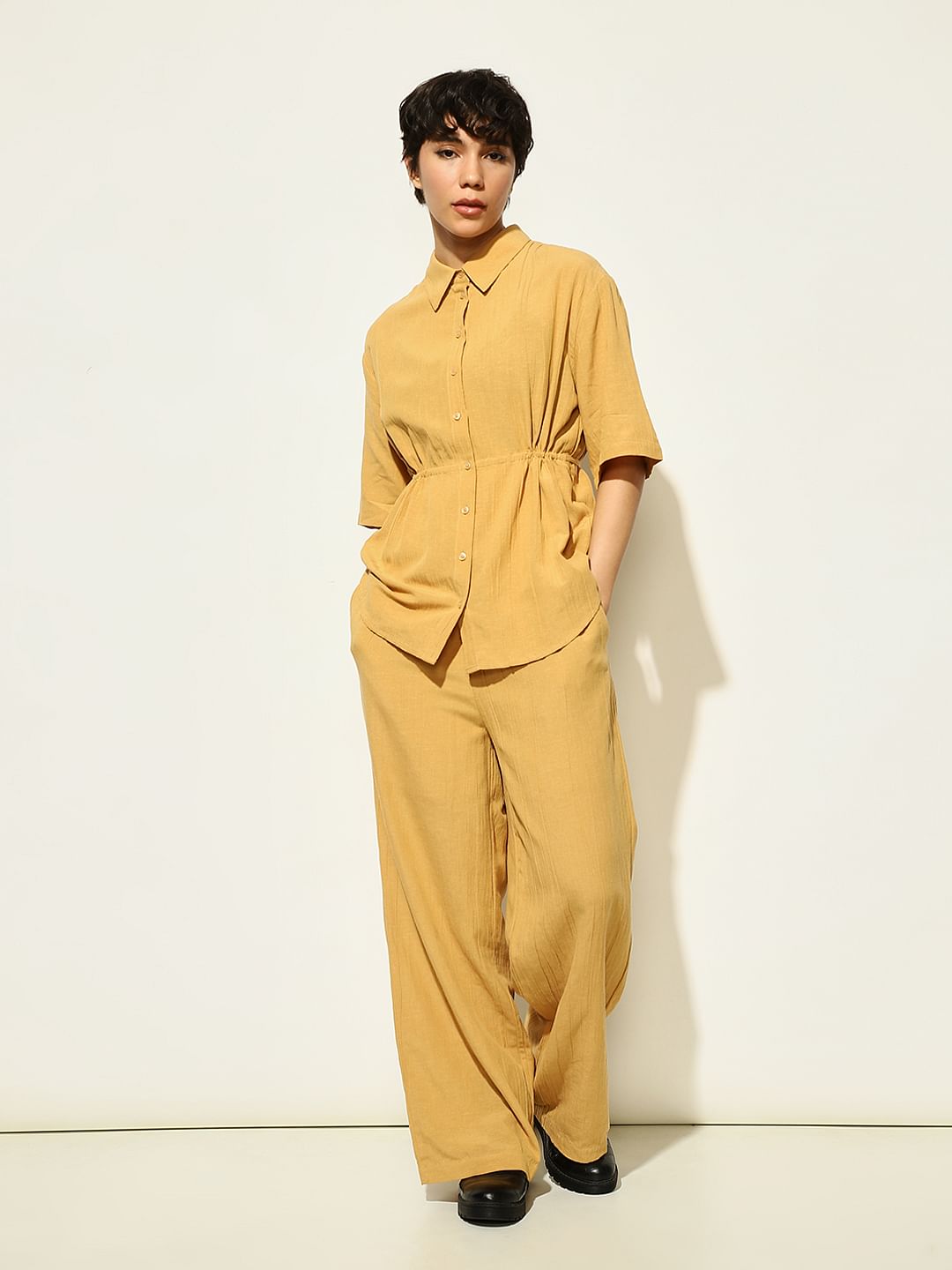 Mustard Cotton Co-Ord Set Shirt