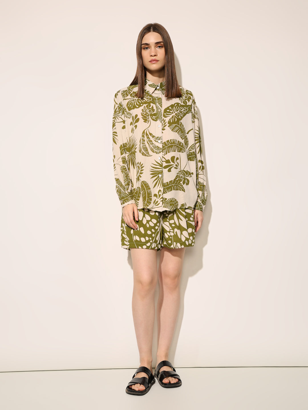 Green Tropical Print Co-ord Set