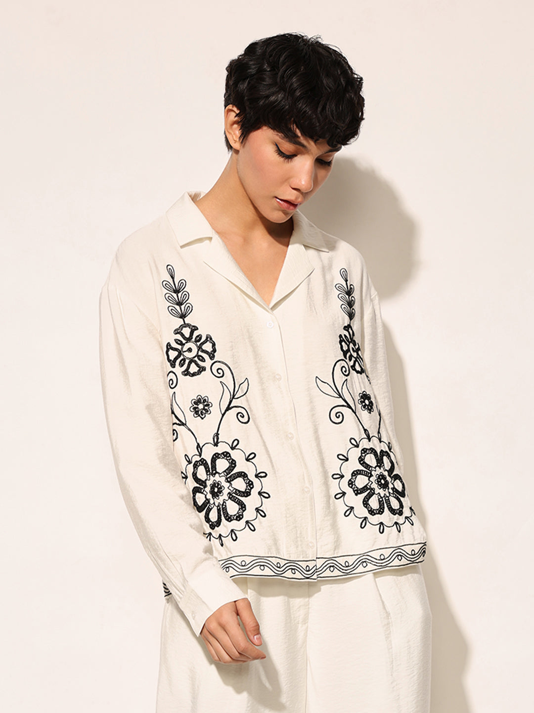 Embroidered Shirt & Pants Co-ord Set