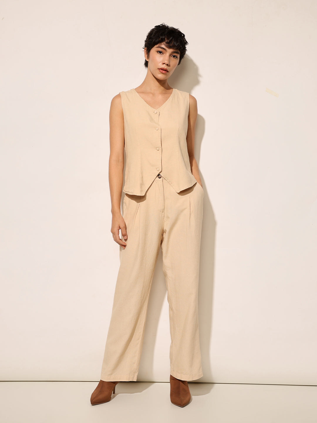 Peach Waistcoat & Tailored Pant Co-ord Set