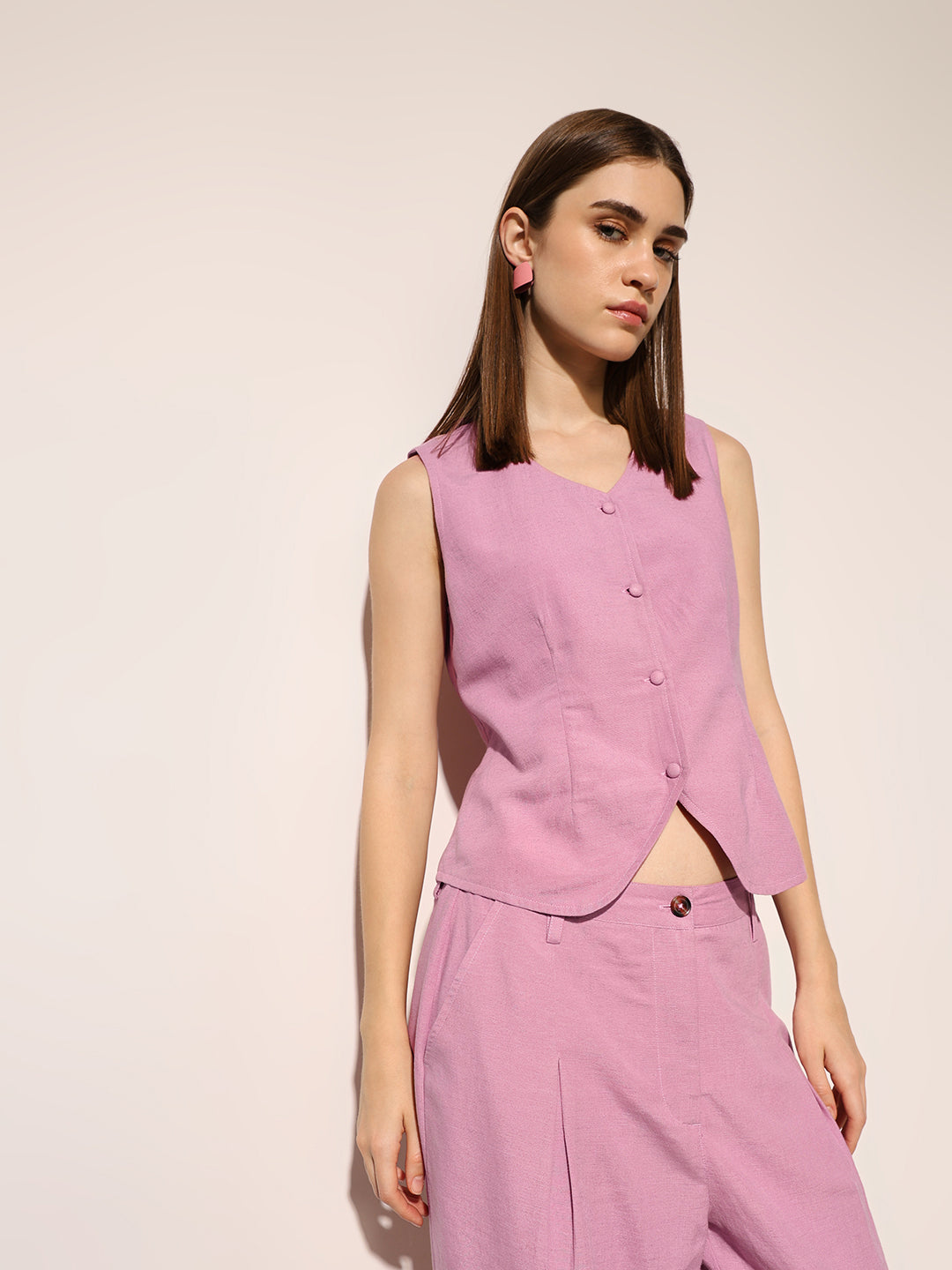 Mauve Waistcoat & Tailored Pant Co-ord Set