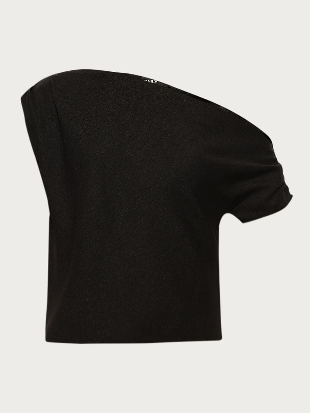 Black Draped One Shoulder Top