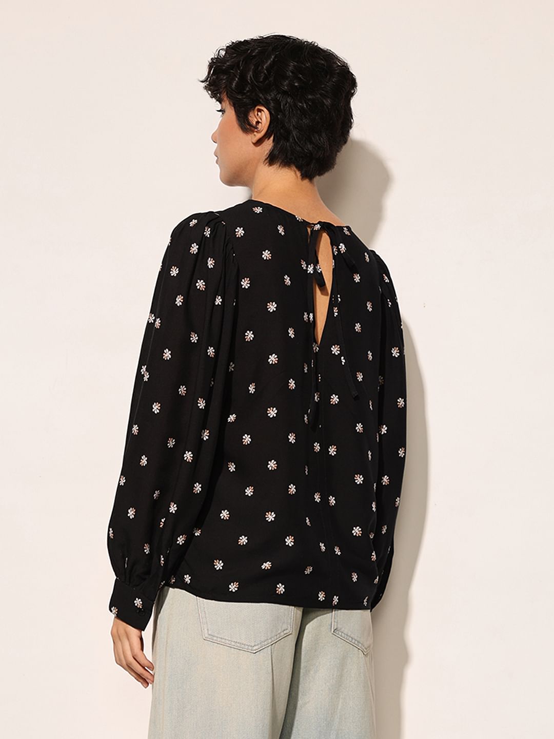 Black Printed Viscose Top