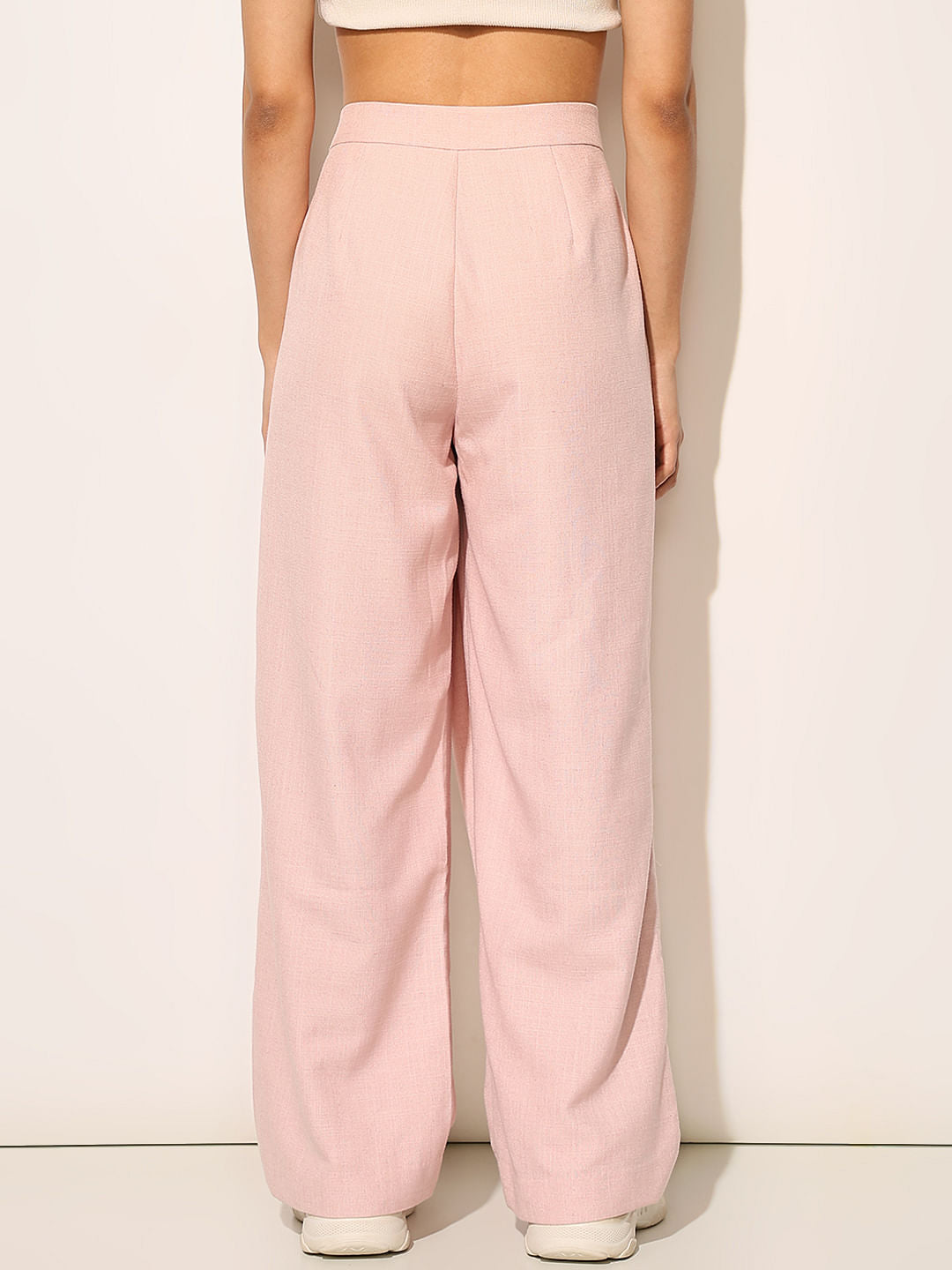 Pink High Rise Belted Pants