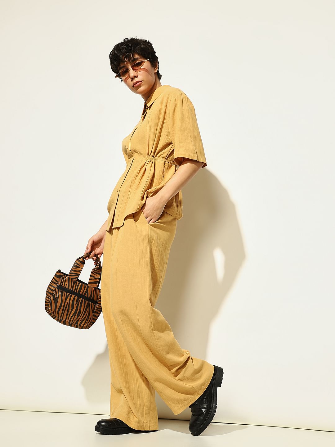 Mustard High Rise Co-Ord Set Pants
