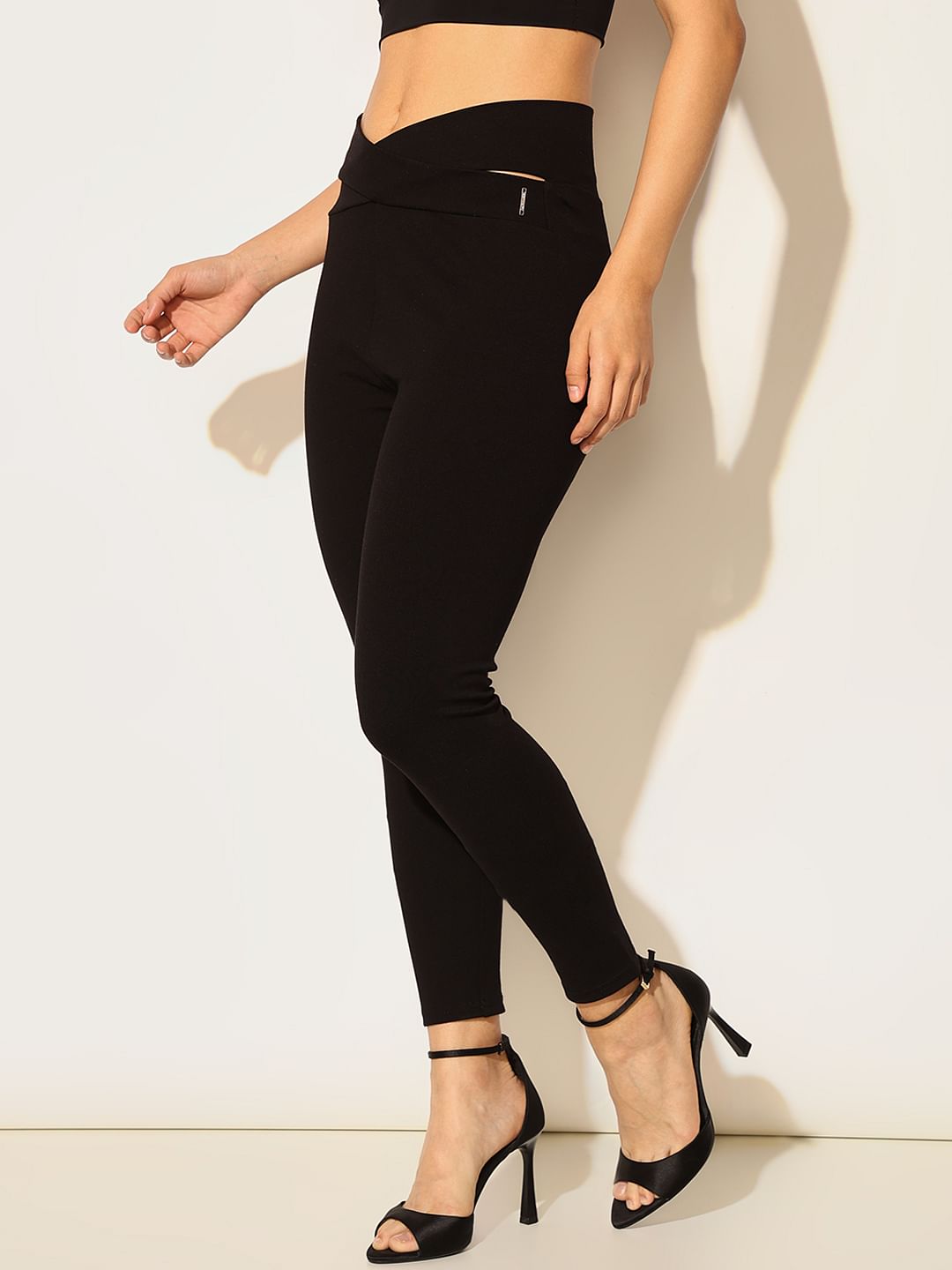 Black High Rise Stretchable Leggings