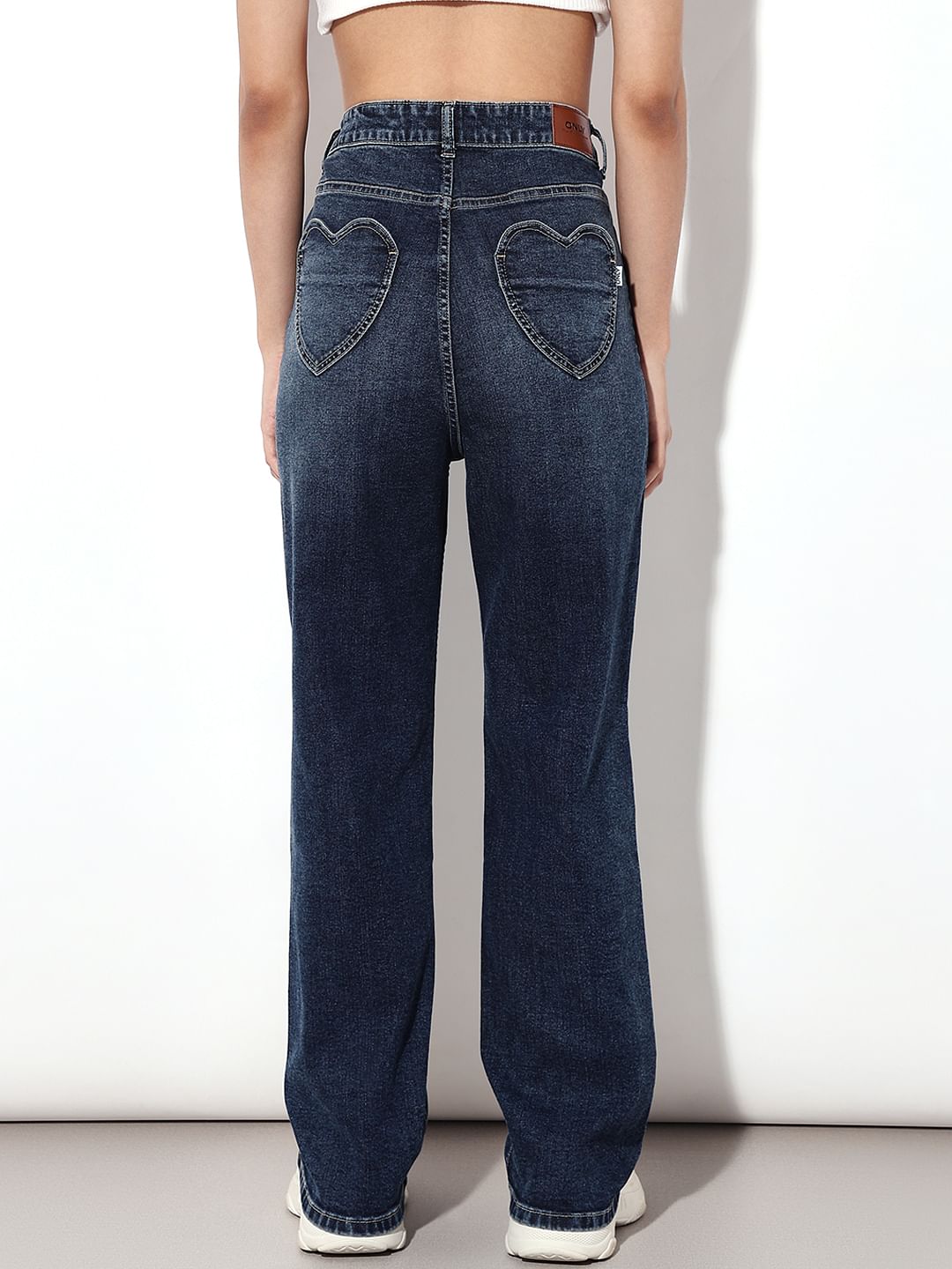 Dark Blue High Rise Straight Fit Jeans
