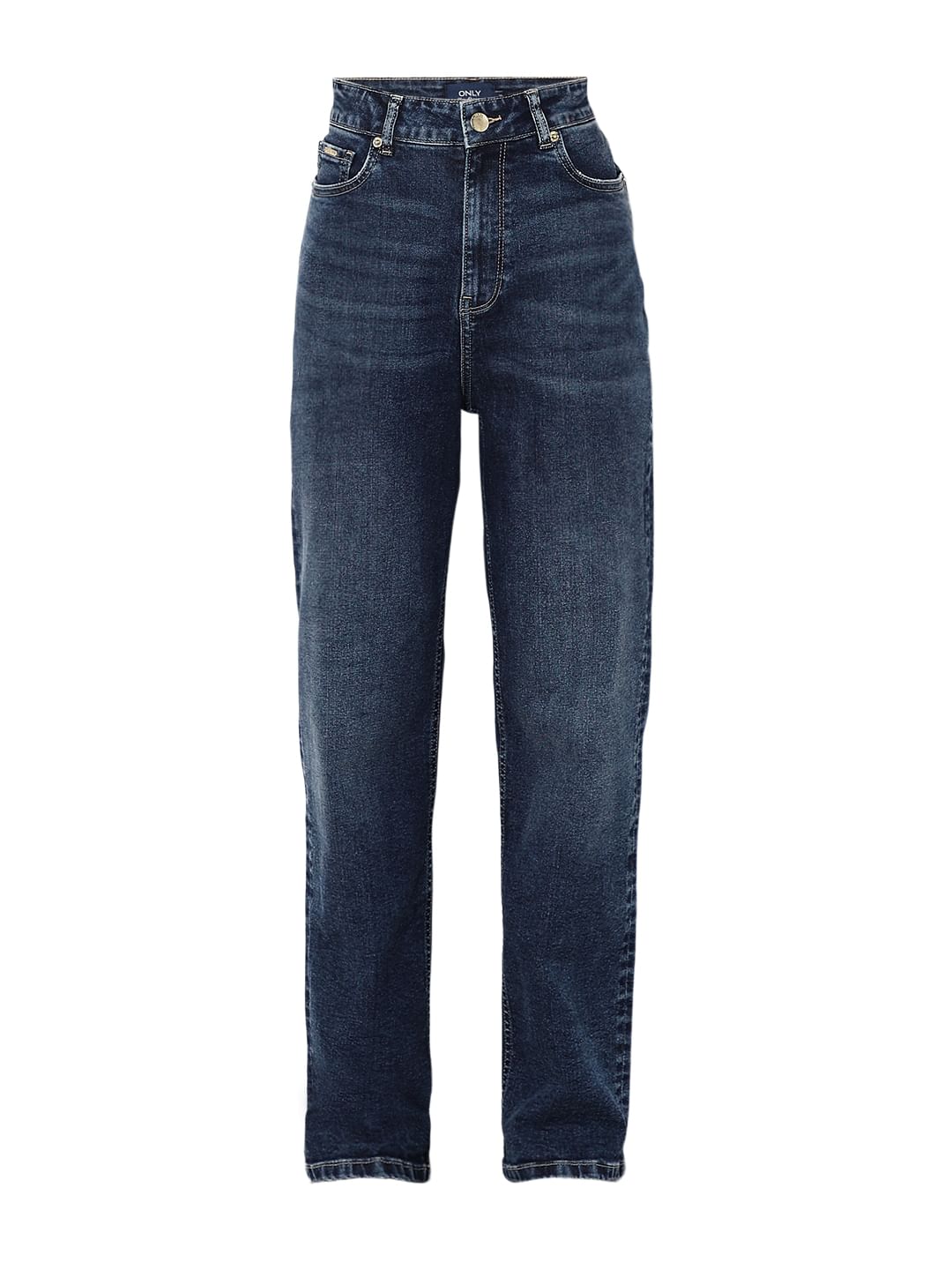 Dark Blue High Rise Straight Fit Jeans