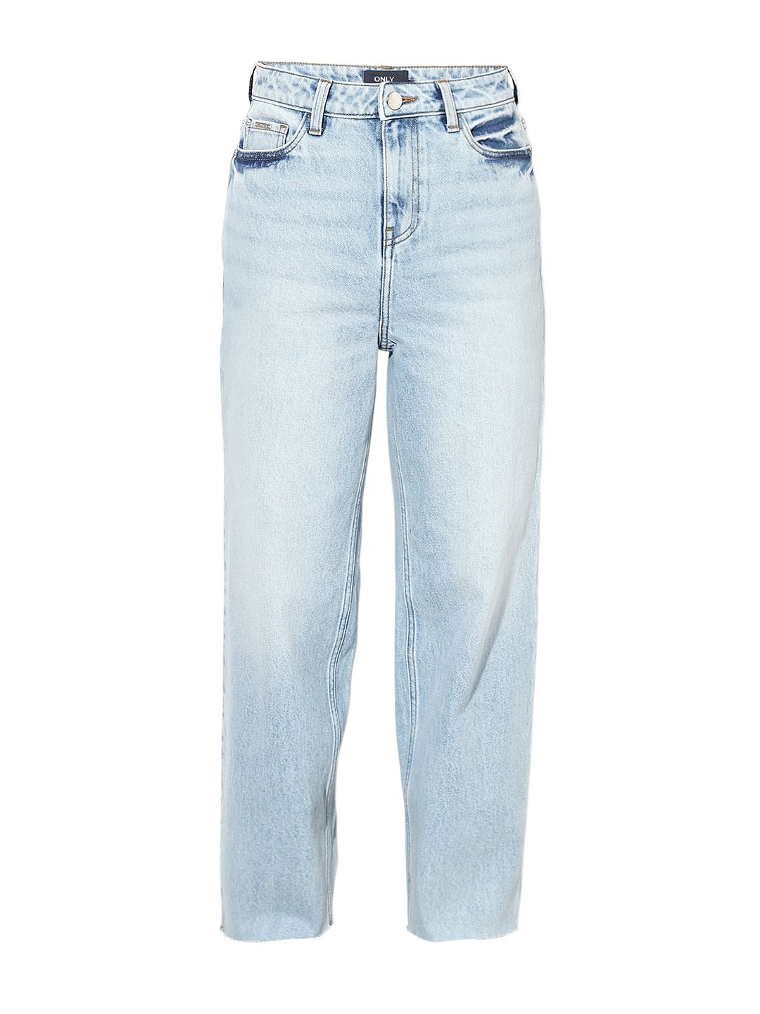 Light Blue High Rise Barrel Fit Jeans