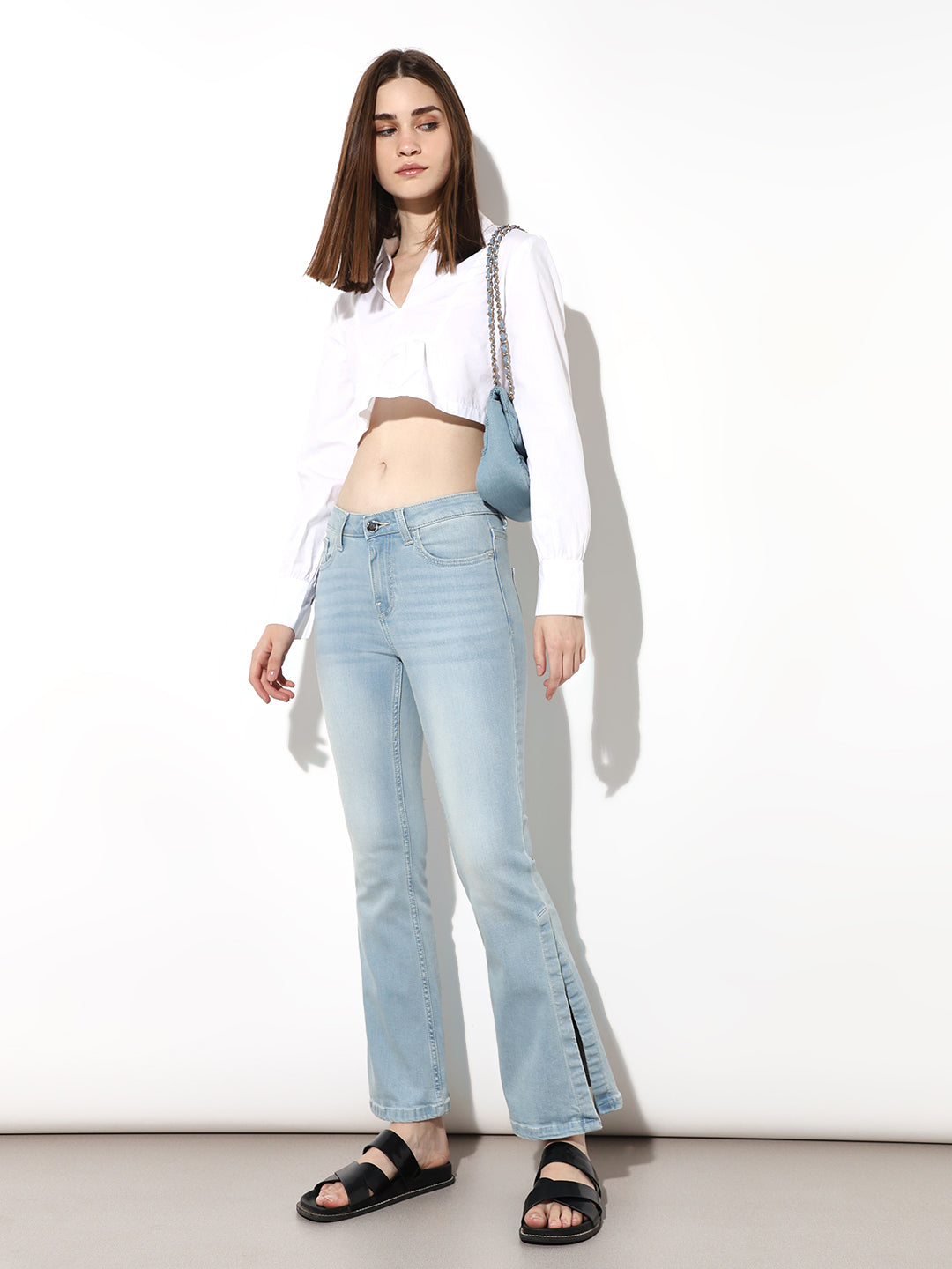 Light Blue High Rise Flared Jeans