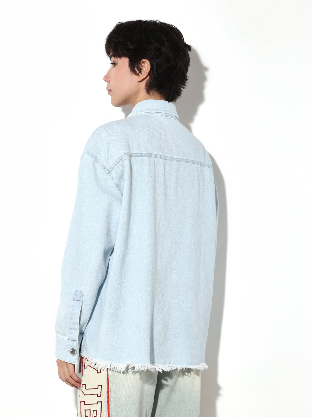 Light Blue Printed Denim Shirt