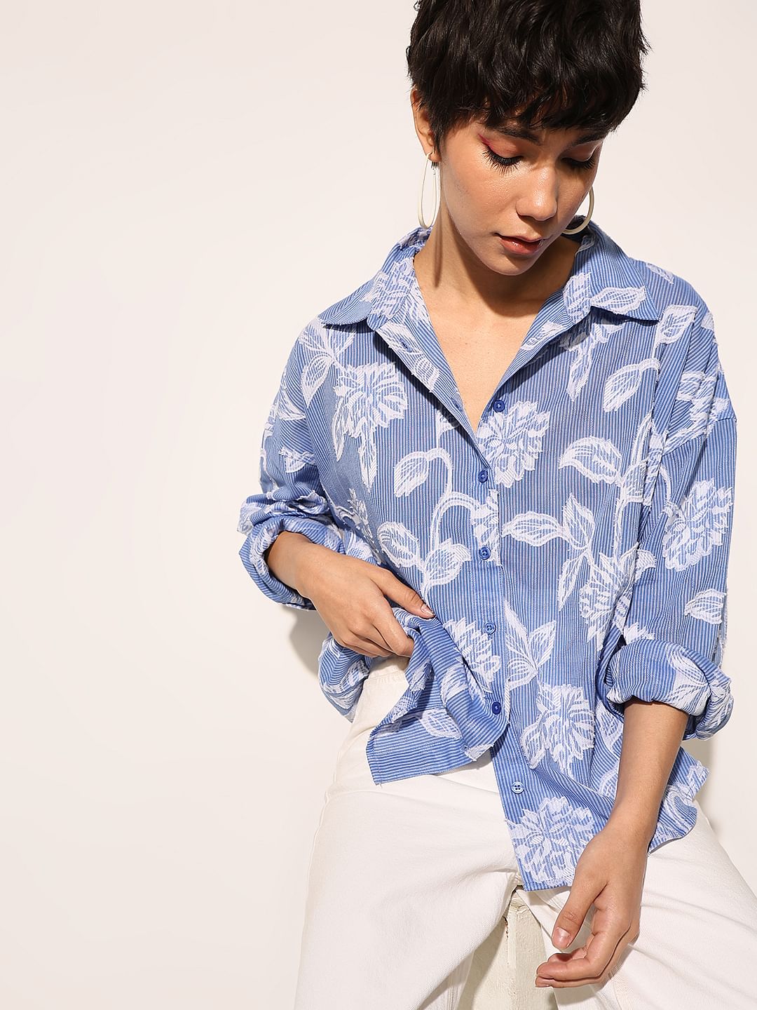 Blue Floral Print Shirt