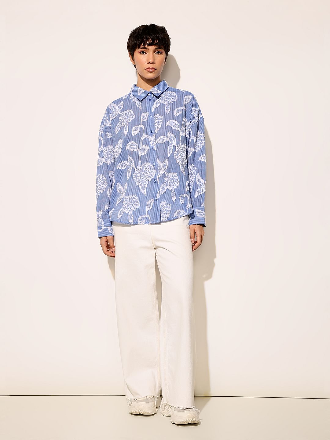 Blue Floral Print Shirt