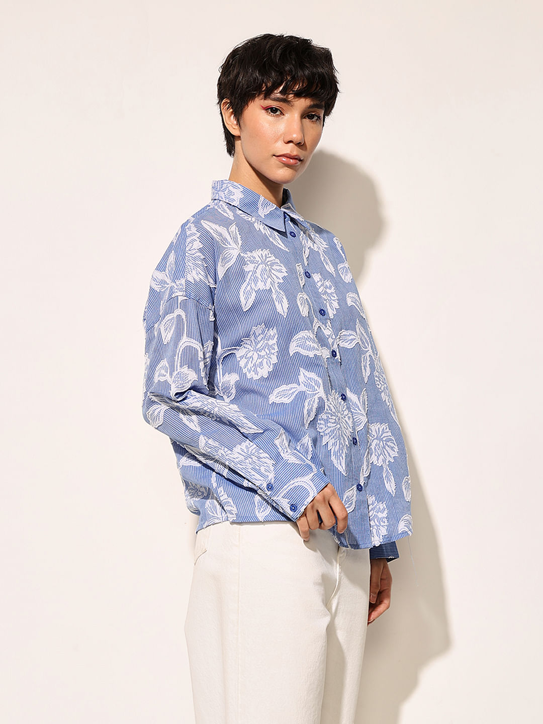 Blue Floral Print Shirt