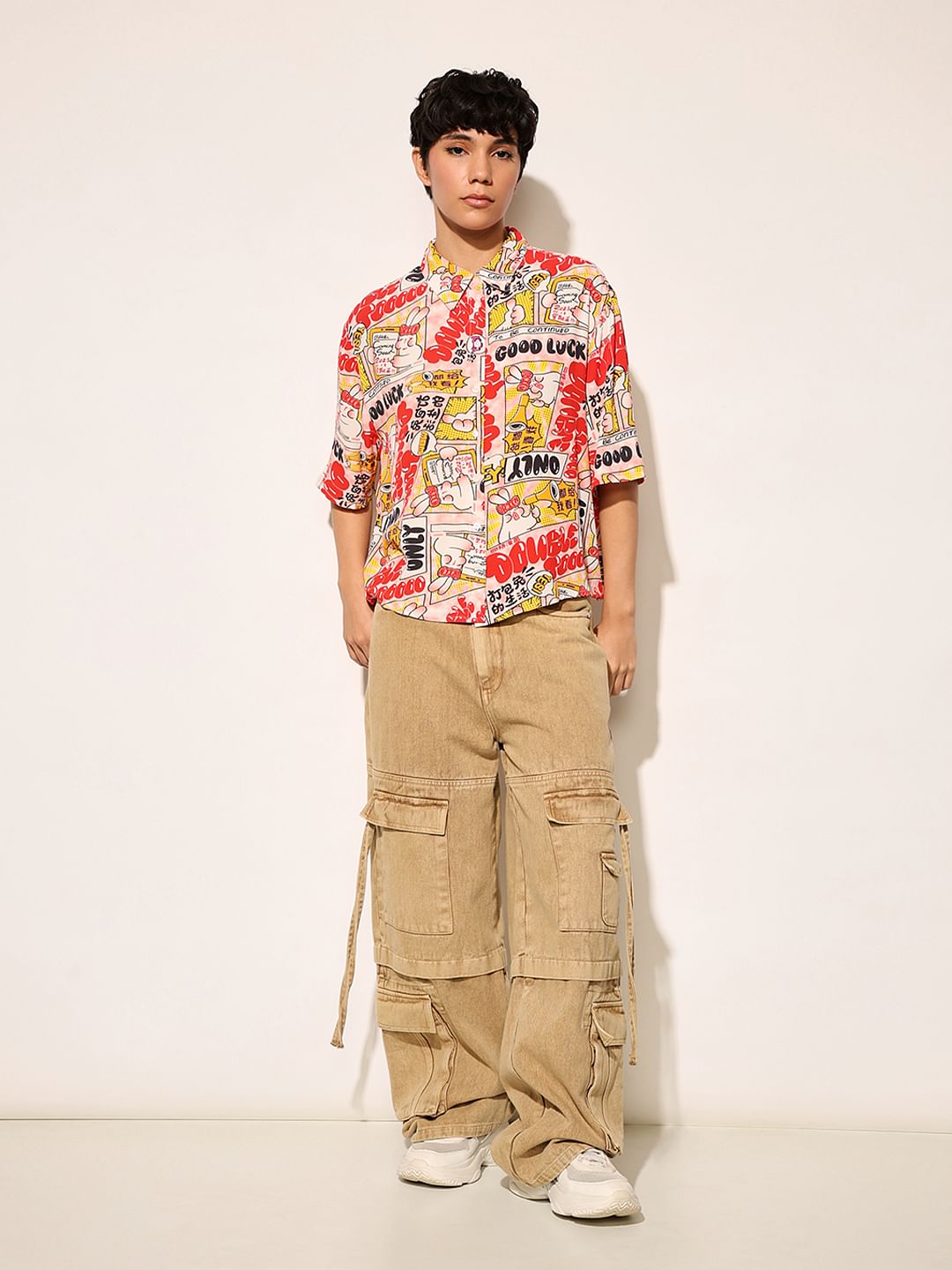 Pink Printed Viscose Shirt