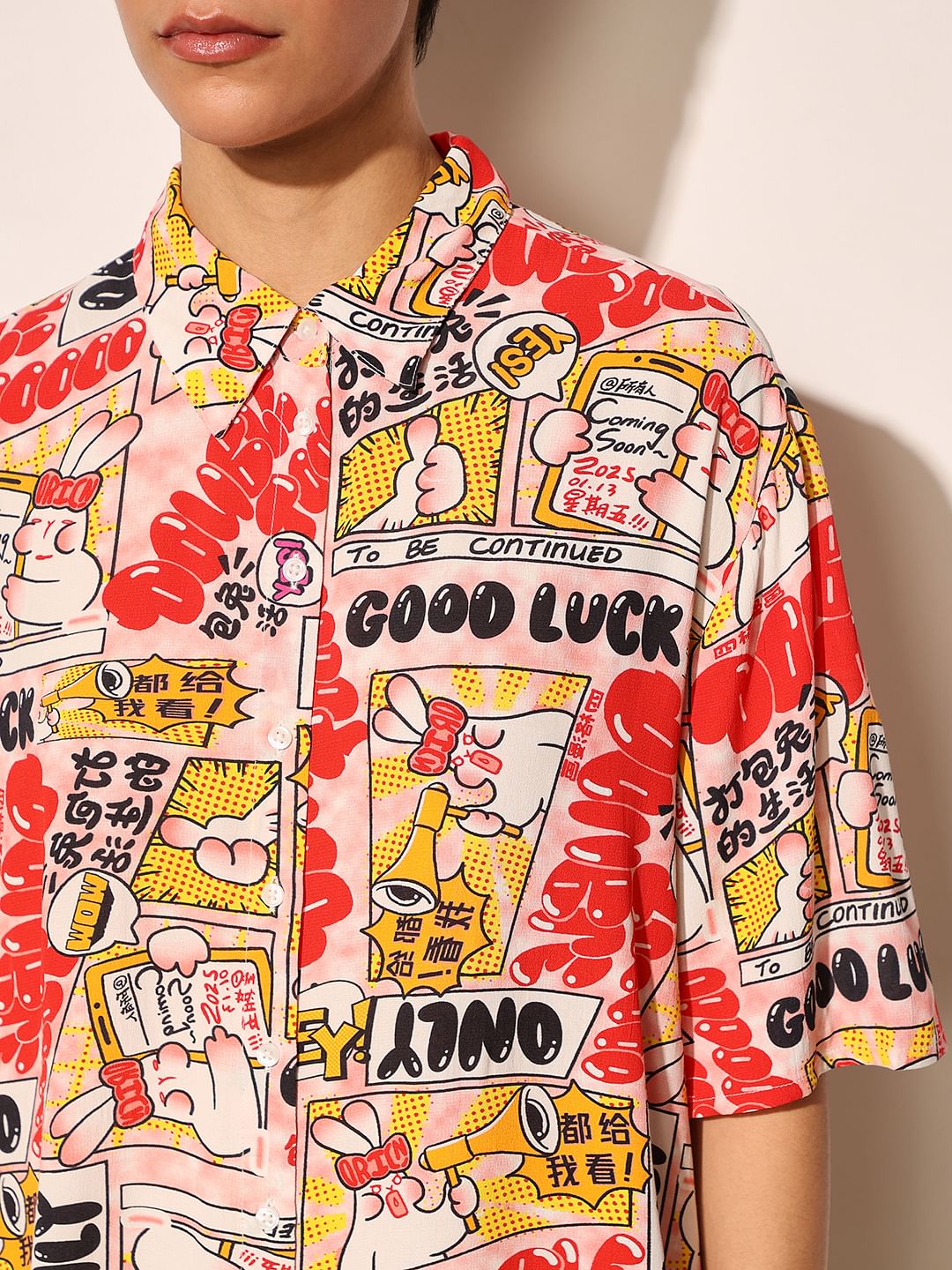 Pink Printed Viscose Shirt