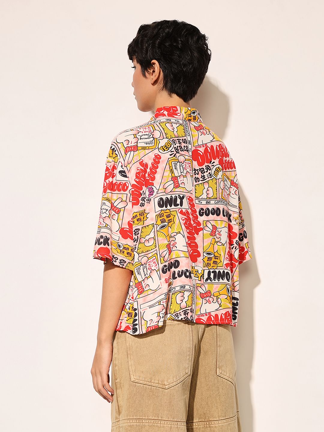 Pink Printed Viscose Shirt