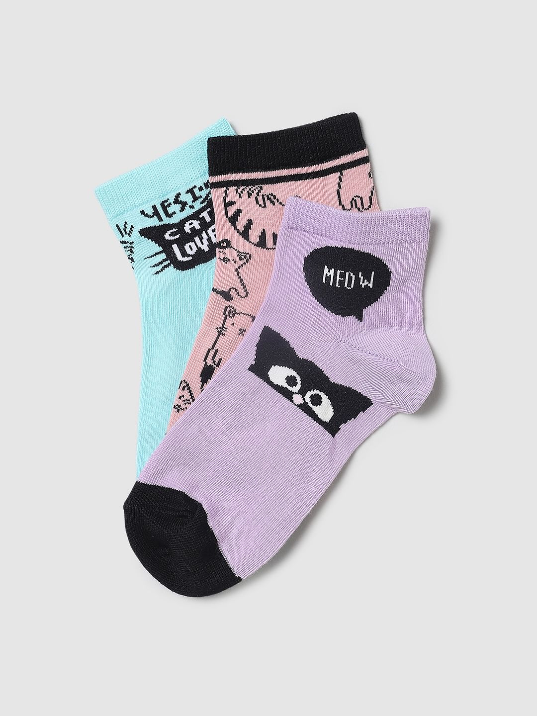 Pack Of 3 Printed Ankle Length Socks