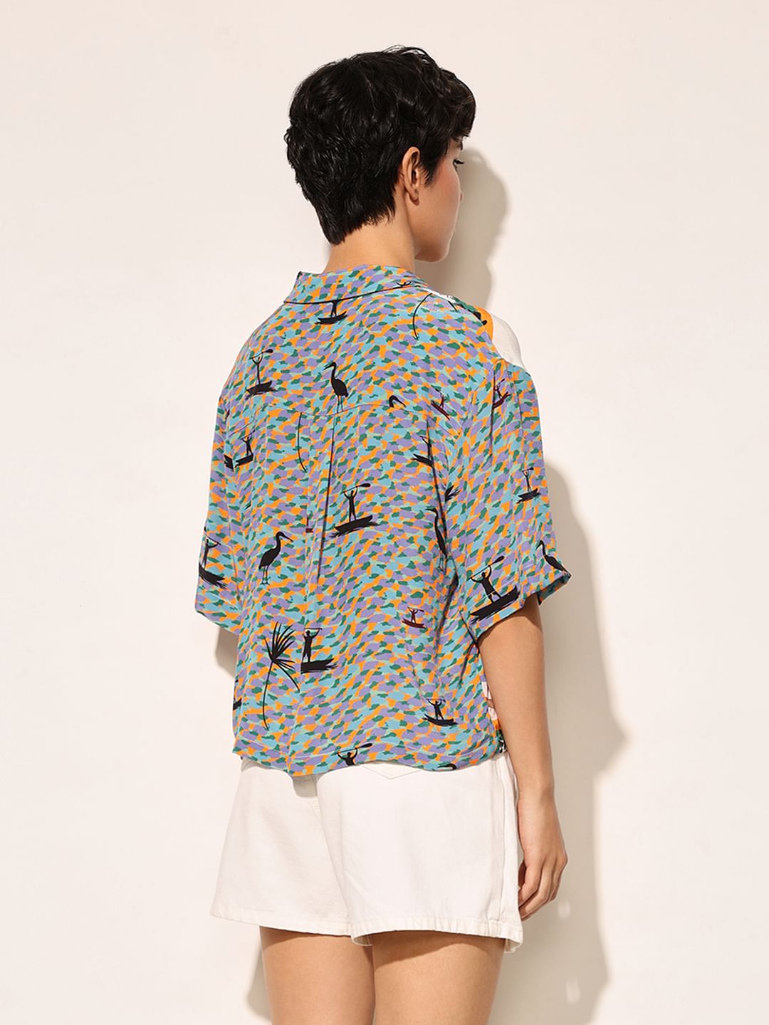 Multi-Colour Printed Viscose Shirt