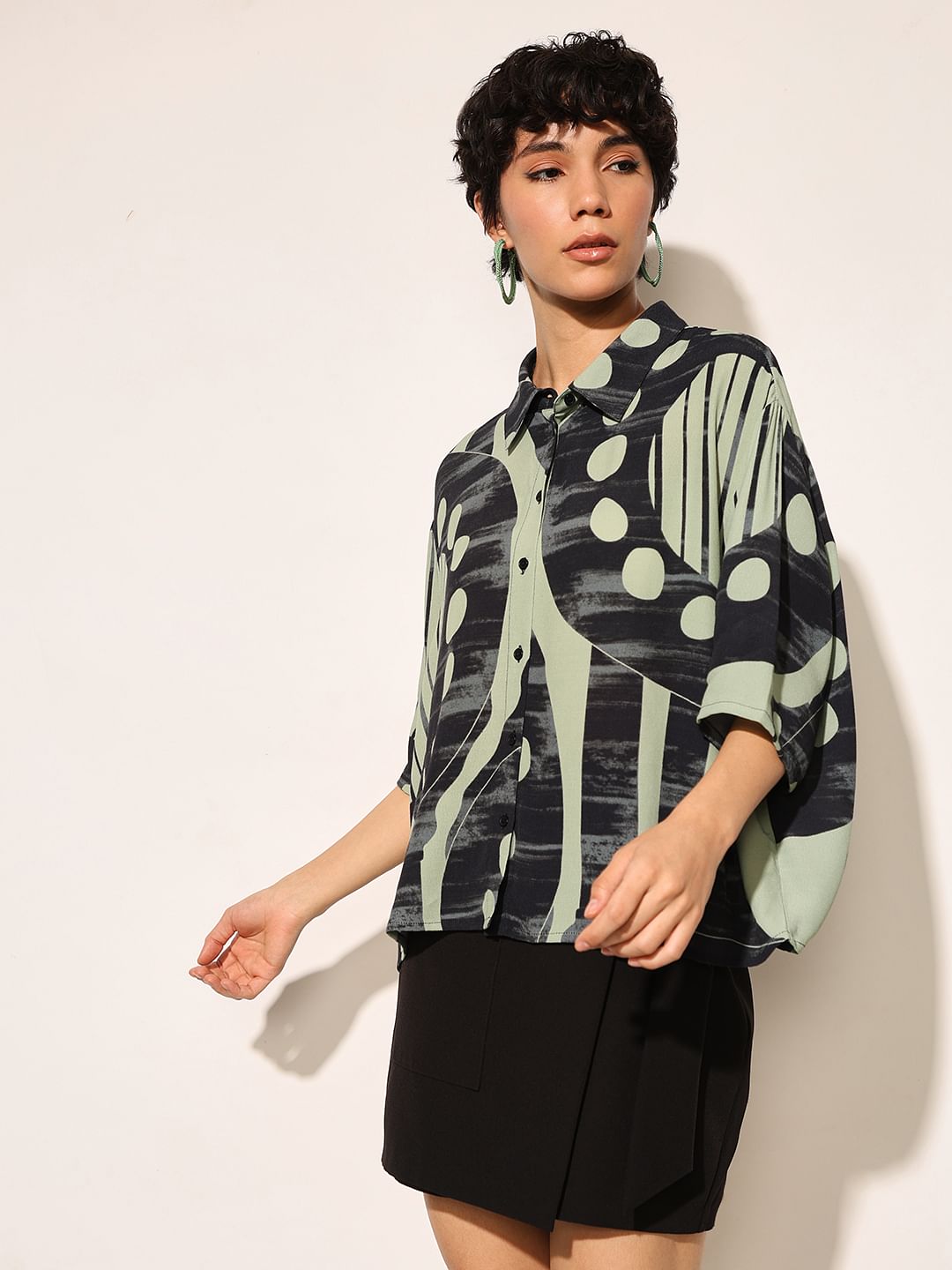Black Printed Viscose Shirt