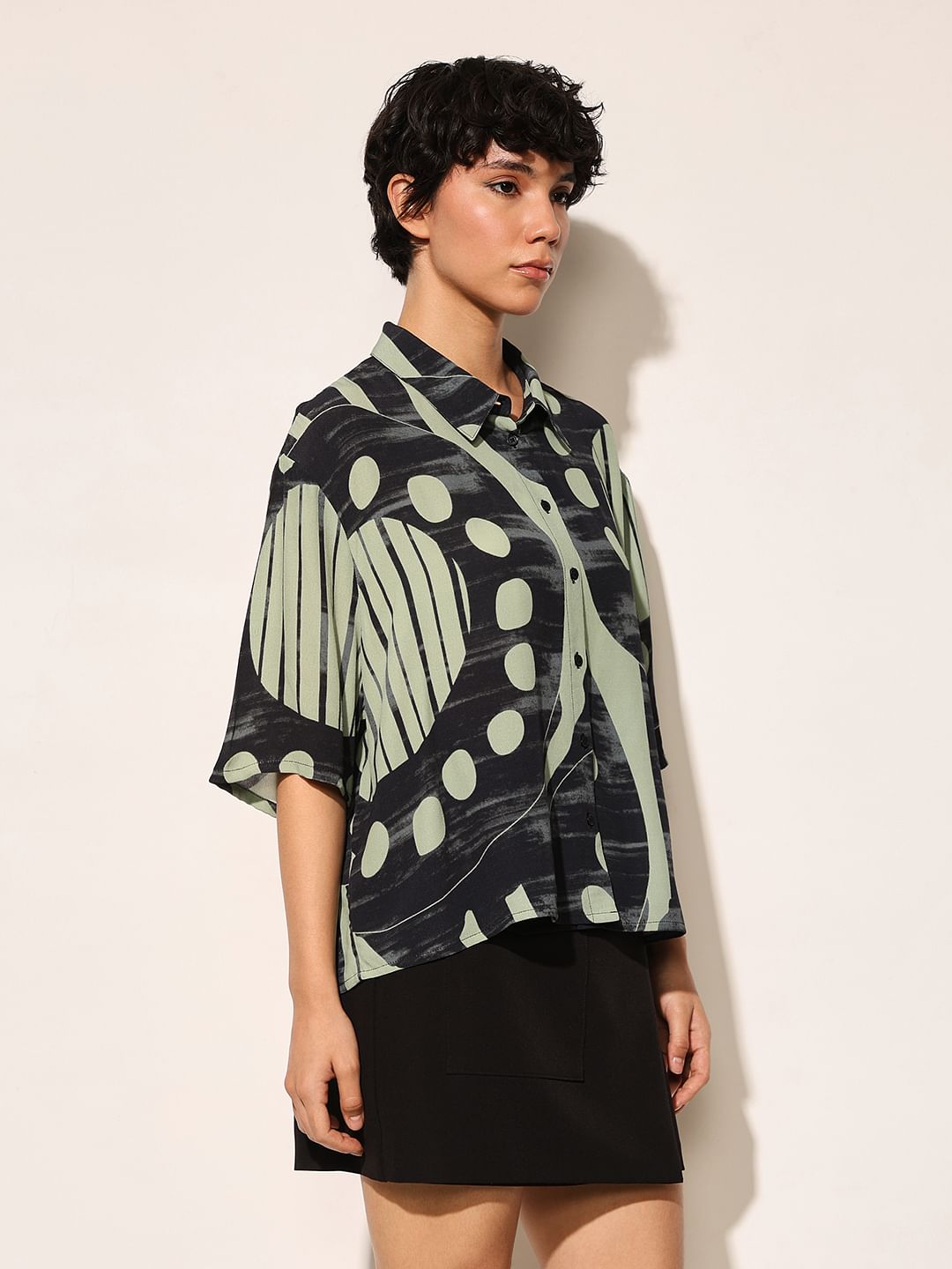 Black Printed Viscose Shirt