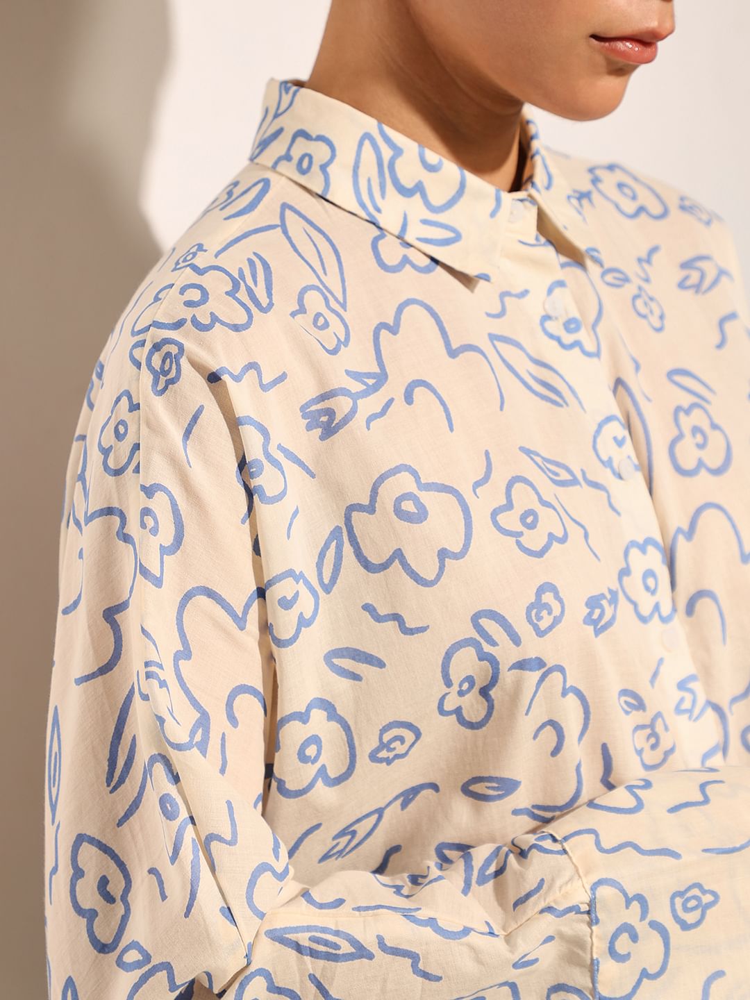 White Printed Cotton Shirt