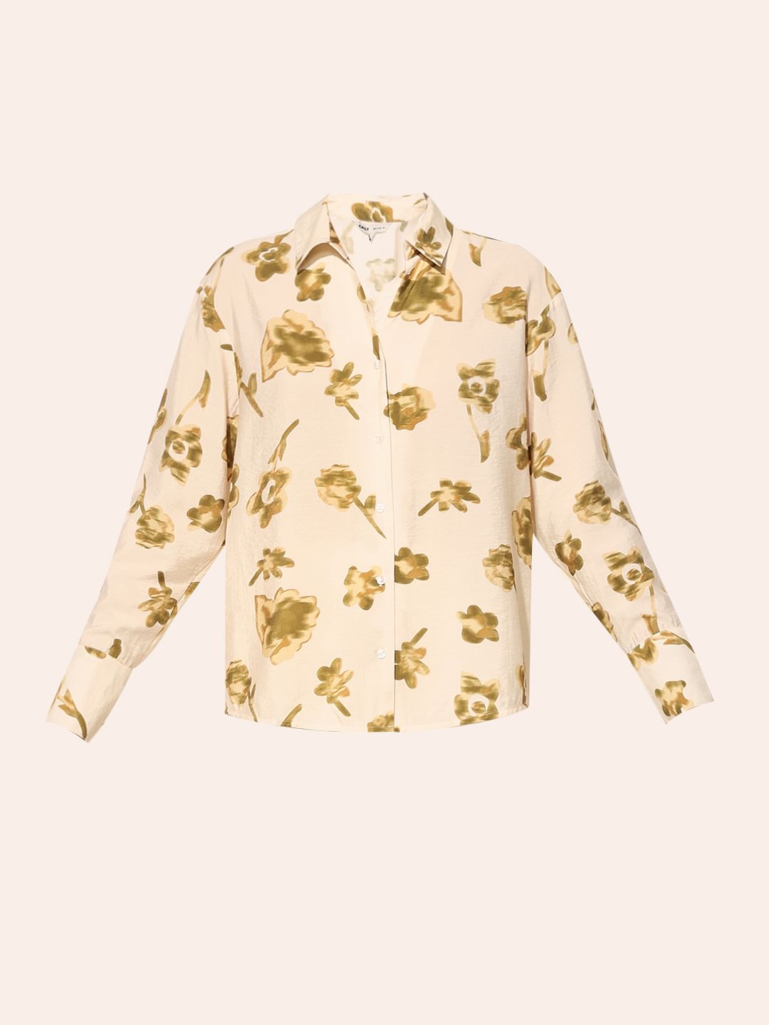 Beige Floral Print Shirt