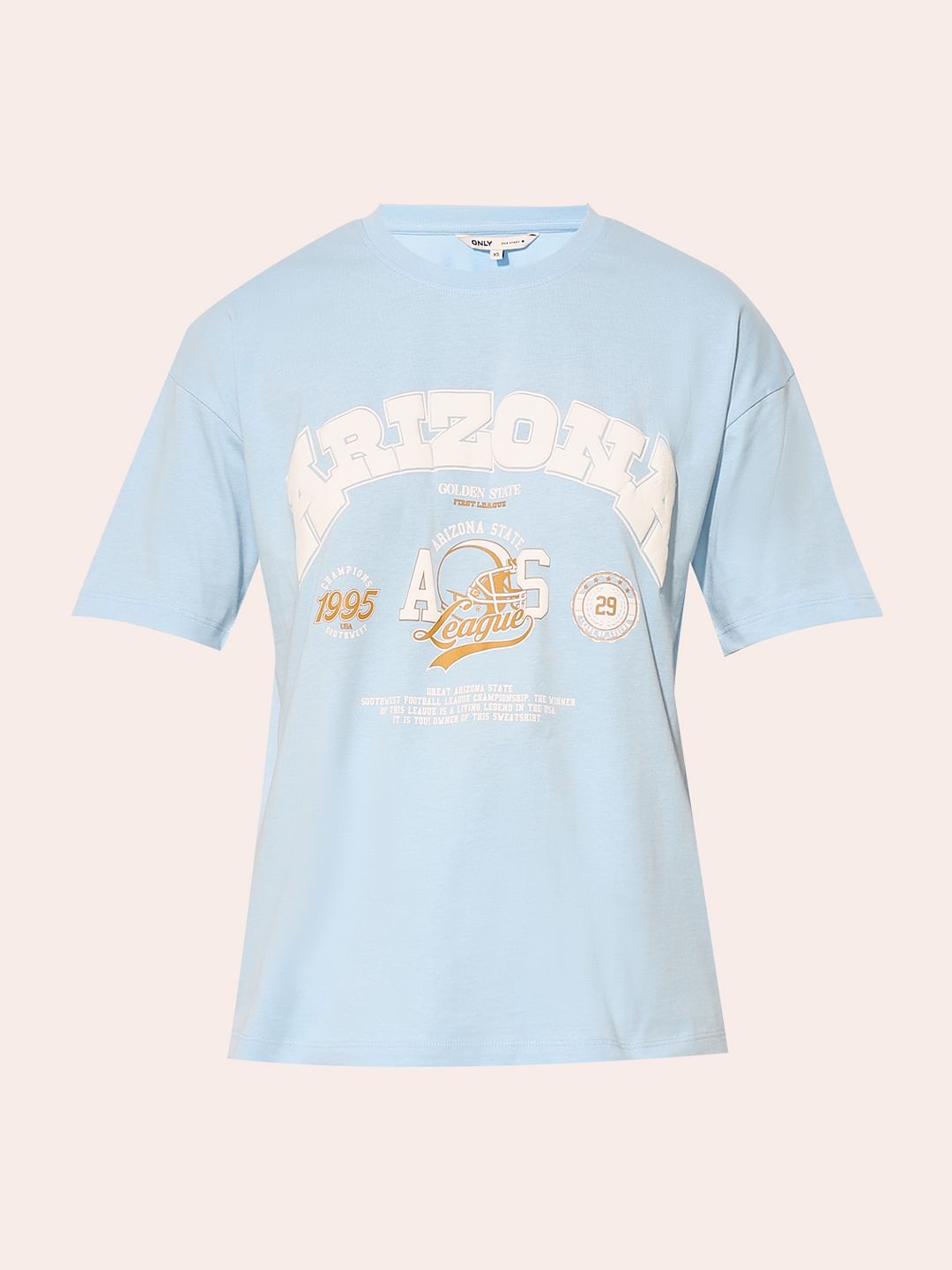 Blue Printed Cotton T-Shirt